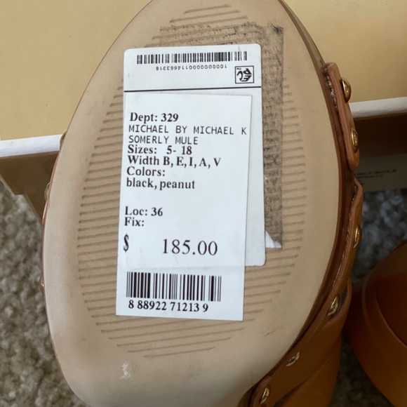 NEW Michael Kors Platform Mules/Slide On Tan Leather Shoes Size 7.5 - Picture 3 of 6